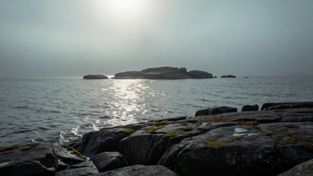 欧洲波罗的海沿岸岛屿雾天景观