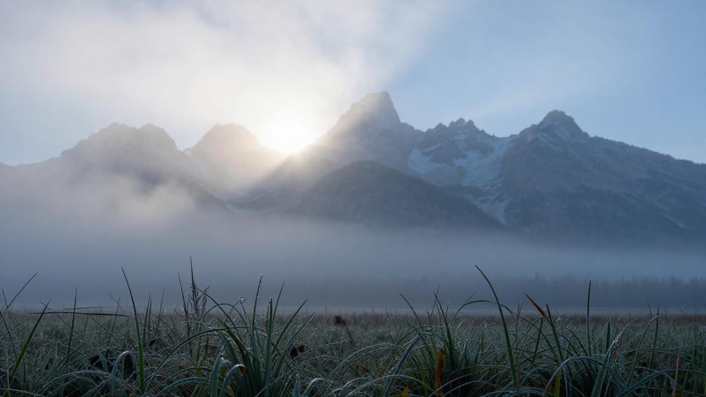 北美洲大提顿山脉露水景观