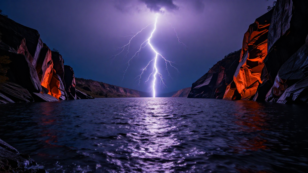 非洲恩戈罗恩戈罗湖泊闪电景观