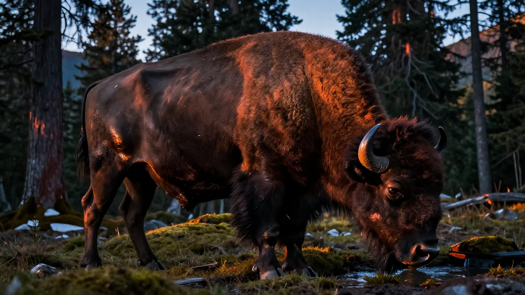 欧洲喀尔巴阡山森林山地欧洲野牛