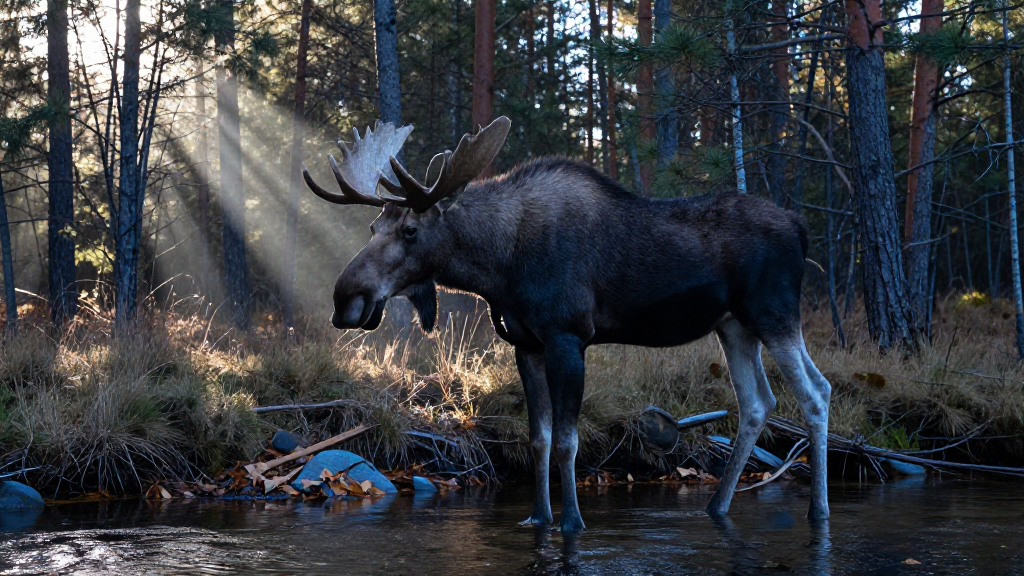 北美洲大提顿森林淡水驼鹿