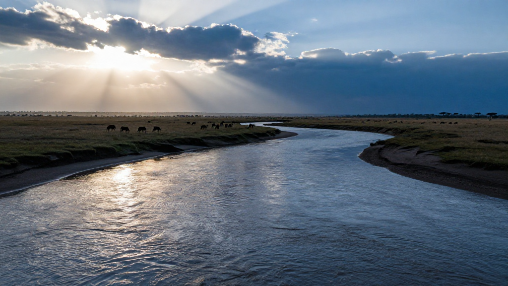 非洲马赛马拉河流引导线构图