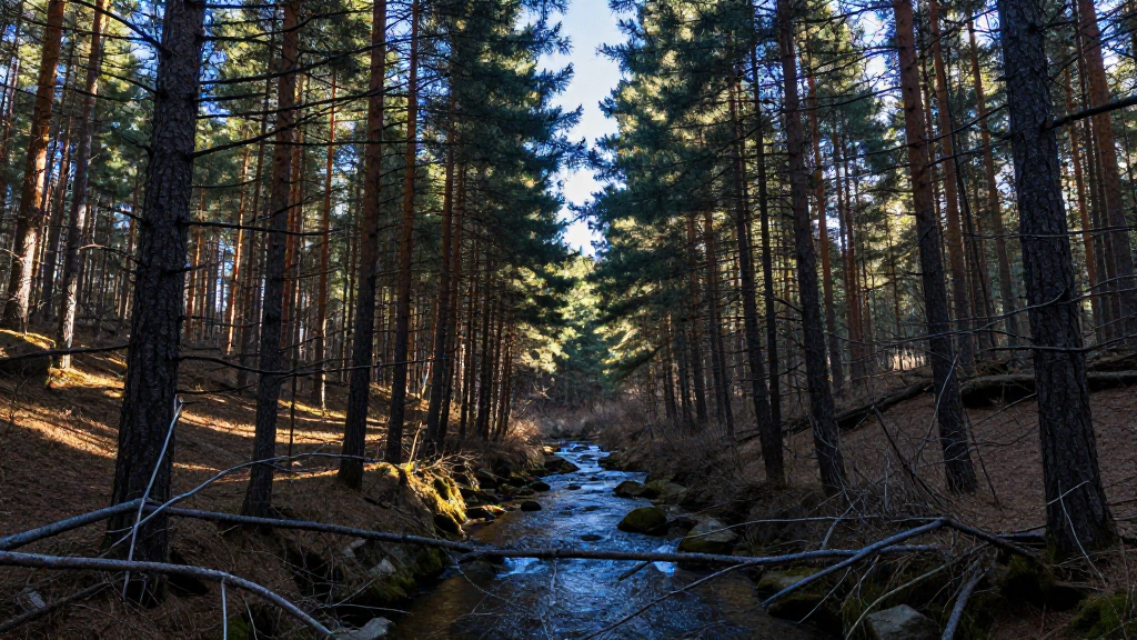 欧洲捷克波希米亚森林山地对称构图