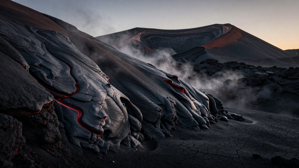 南美洲加拉帕戈斯群岛火山黑白摄影