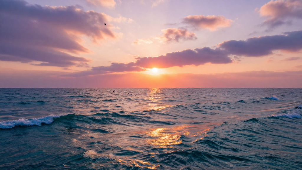 大洋洲斐济群岛海洋朝霞景观