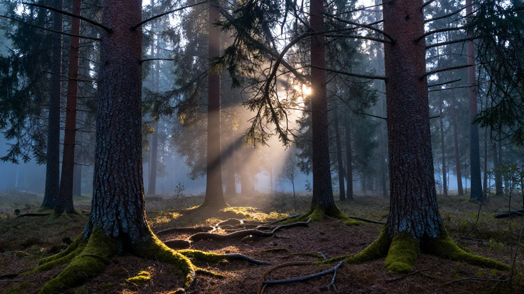 欧洲芬兰森林针叶林芬兰云杉