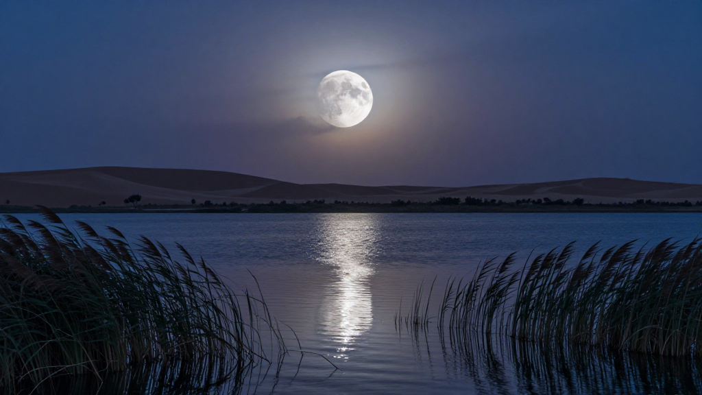 非洲乍得湖平原月食景观