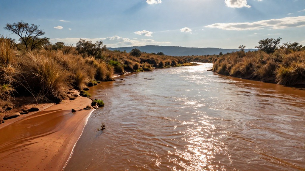 南美洲巴西高原河流下午景象