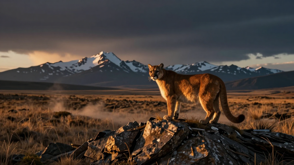 南美洲巴塔哥尼亚草原草原美洲狮