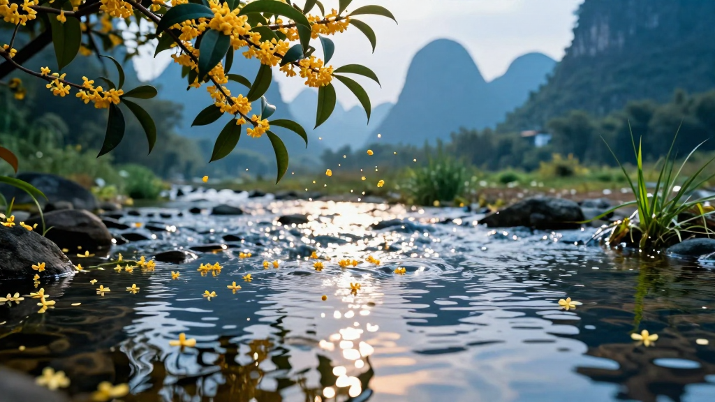 亚洲广西桂林喀斯特淡水桂花