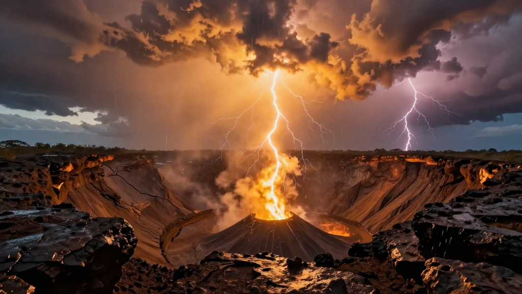 非洲恩戈罗恩戈罗火山口雷暴景观