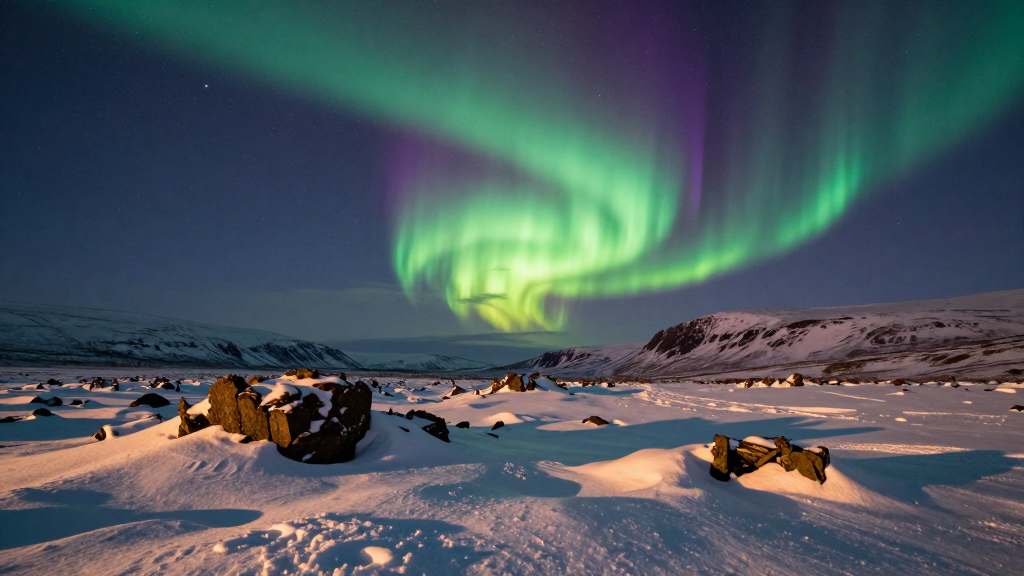 欧洲苏格兰高地荒原极光景观