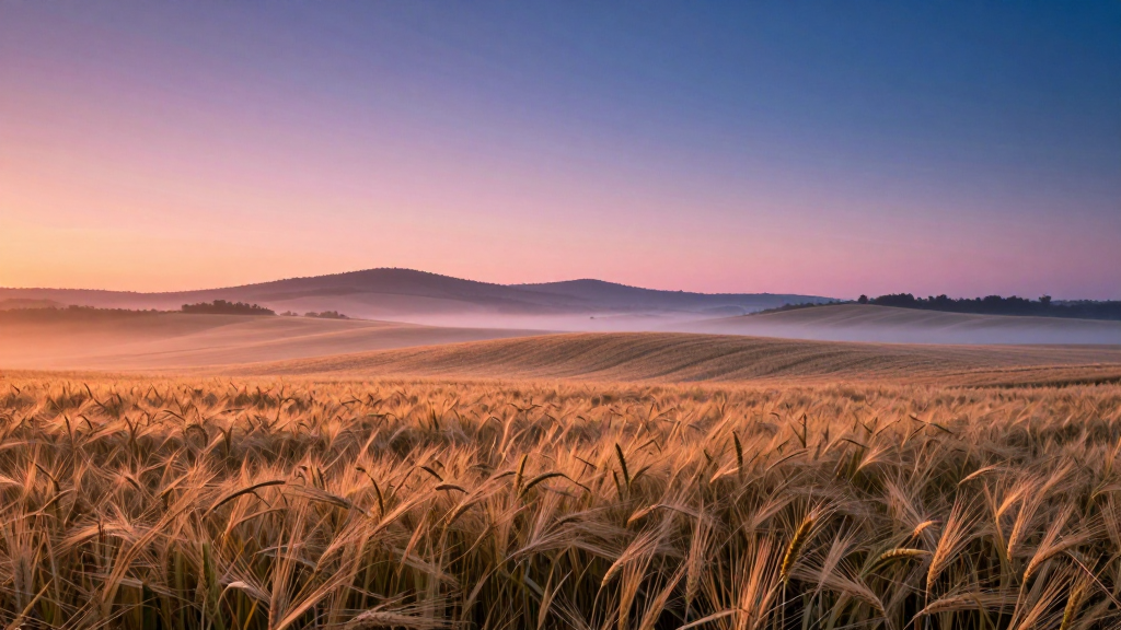 欧洲伊比利亚半岛平原黎明景象
