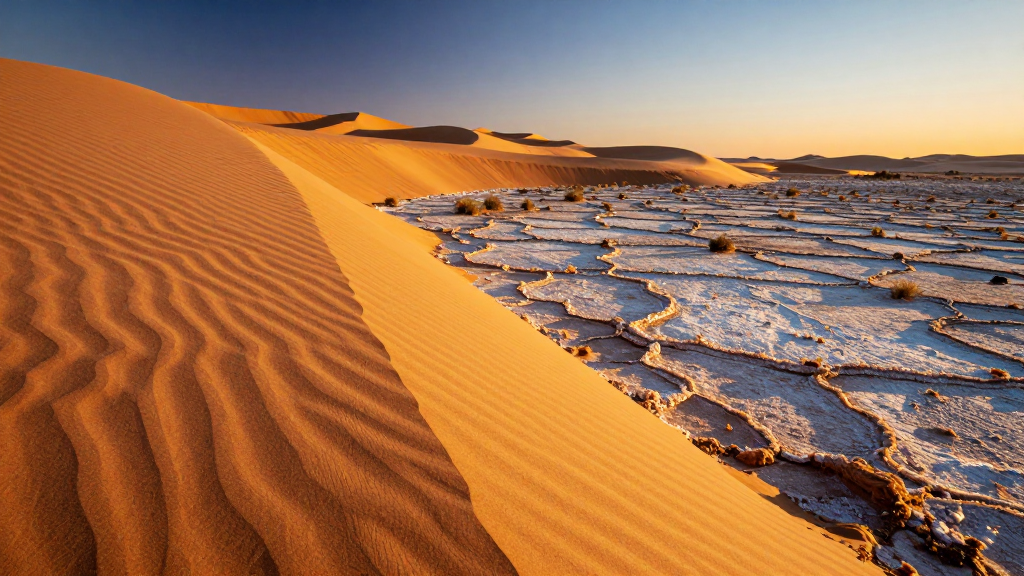非洲卡拉哈里沙漠盐沼晴朗景观