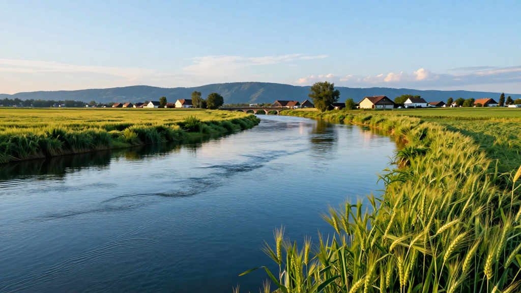 欧洲莱茵河流域平原夏季景观