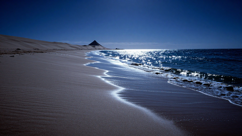 南美洲智利阿塔卡马沙漠海岸戌时景象
