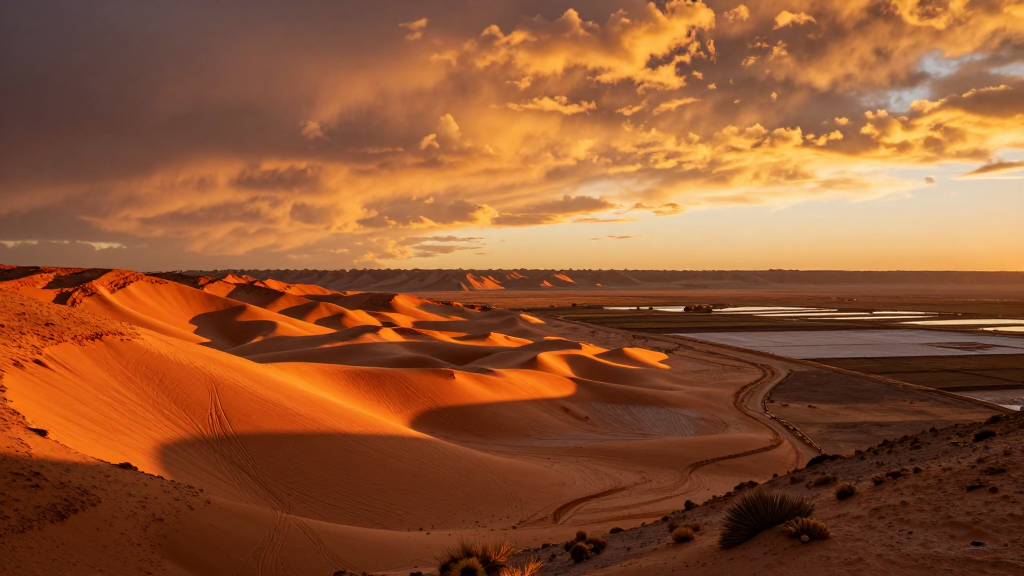 南美洲秘鲁太平洋沿岸平原橙色调
