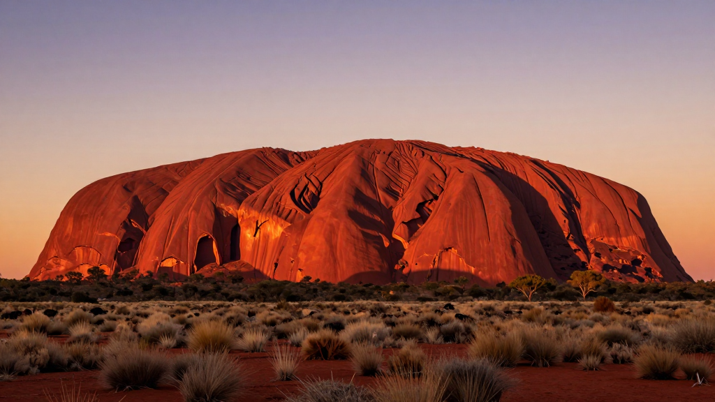 大洋洲乌鲁鲁岩石午时景象