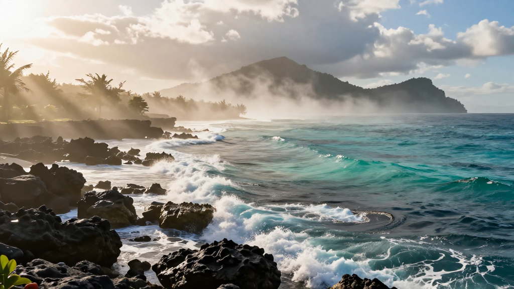 大洋洲瓦努阿图海岸虚实对比