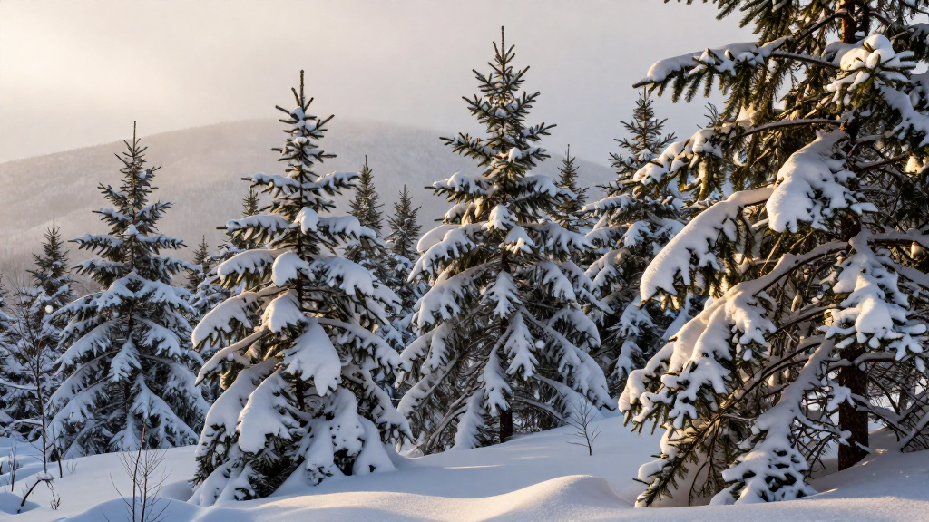 北美洲新英格兰地区森林雪暴景观