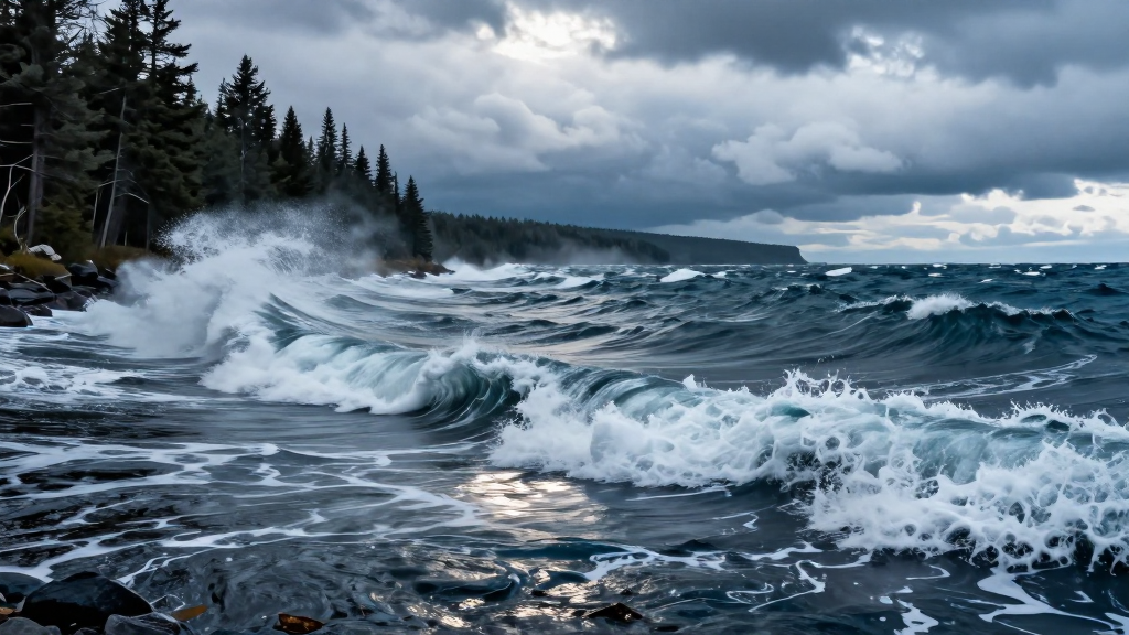 北美洲五大湖湖泊狂风景观